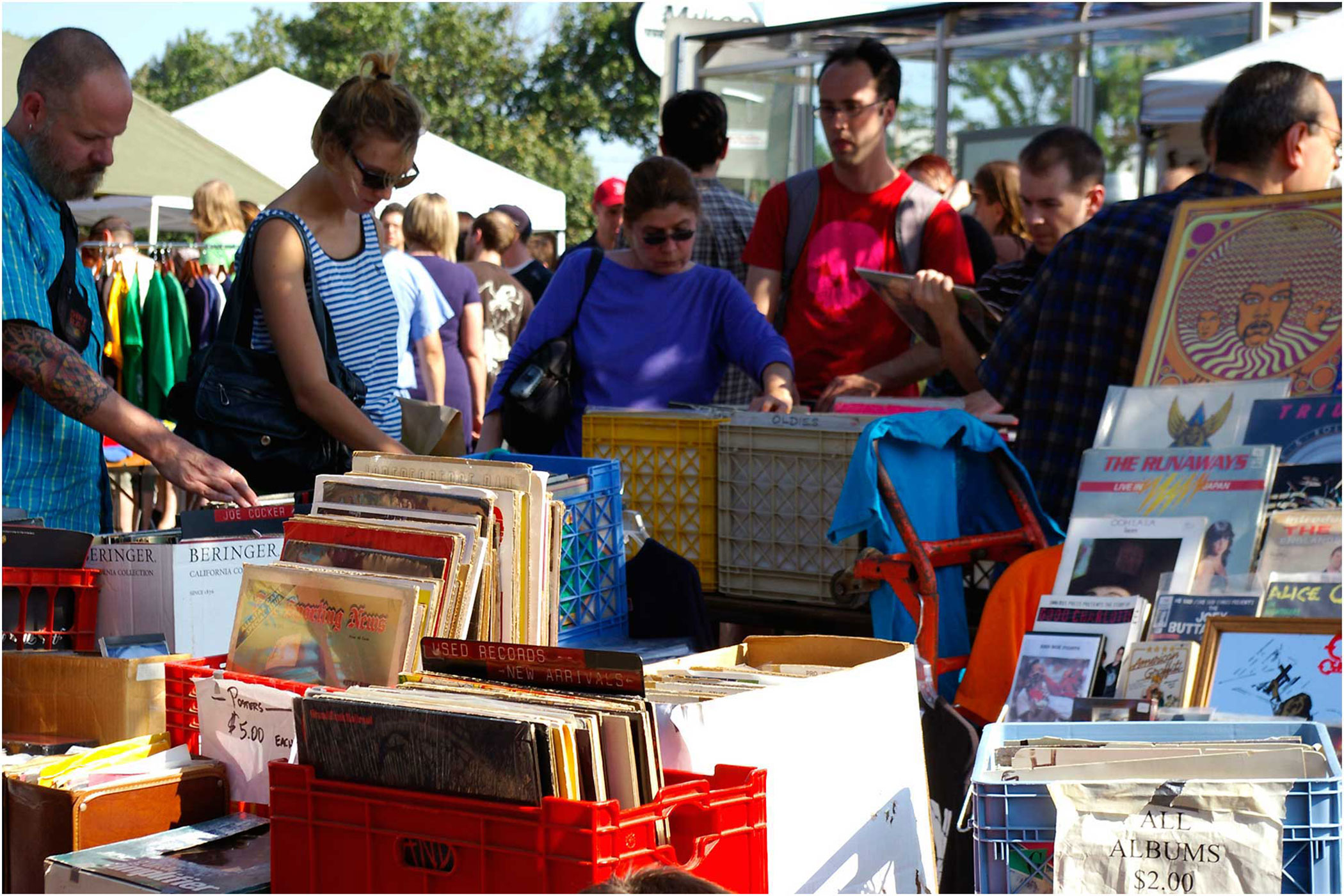 picture of people at an outdoor record sale